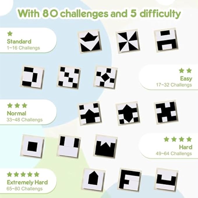 BLOCK PUZZLE, WOODEN CUBE PUZZLE WITH STORAGE TRAY WOODEN HIDDEN BUILDING BLOCK PUZZLE TOY 3D BLOCK BRAIN TEASER PUZZLE GAME, EARLY EDUCATION BLACK & WHITE BLOCK PUZZLES FOR KIDS AGES 4+ - Image 2